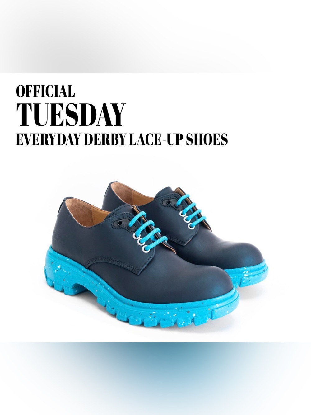 Fluevog EXCELLENT Official Tuesday Classic everyday blue/turquoise derby -12